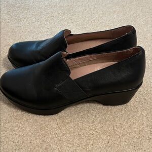 Dansko Black Leather Wedge Shoes